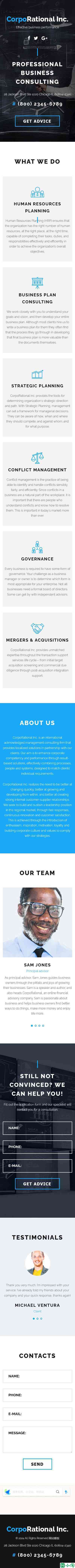 商业管理咨询数据单页面模板-手机预览